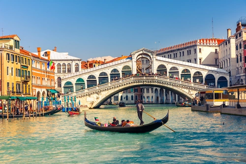 венеция, италия, гондола, город, мост, зеленые, голубые, коричневые, бежевые